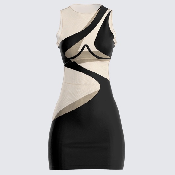 Finesse Dresses & Skirts - Finesse Black Jersey Mesh Dress